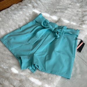 Iris High Waist Aqua Shorts with Tie